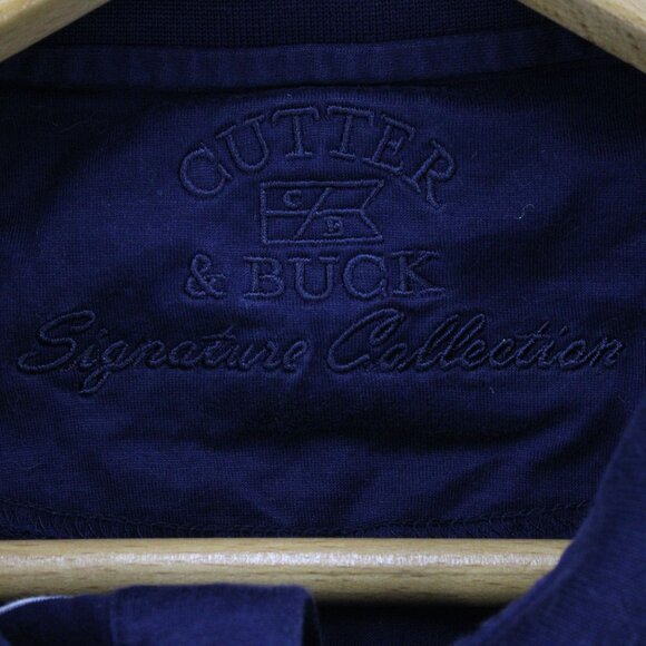 Cutter & Buck Polo Shirt Mens 2XL Navy Blue Striped Casual Signature Collection - Picture 6 of 10